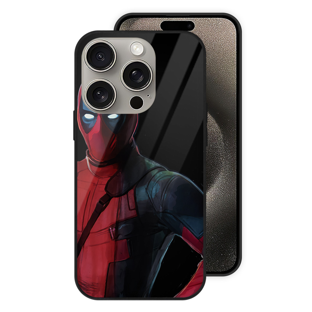 （画像用） Deadpool デッドプール 【iPhone15Pro対応】スマホケース 耐衝撃＆黄変防止 背面ガラス