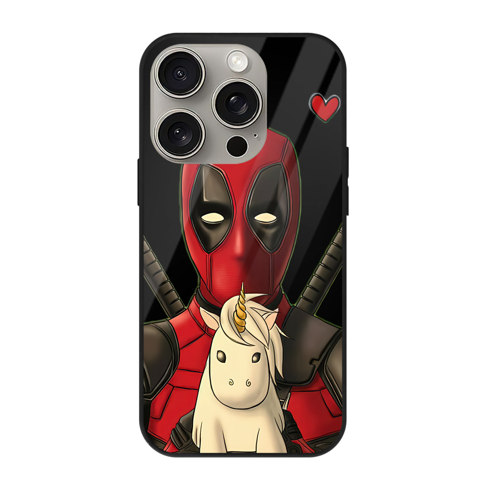 （画像用） Deadpool デッドプール 【iPhone15Pro対応】スマホケース 耐衝撃＆黄変防止 背面ガラス