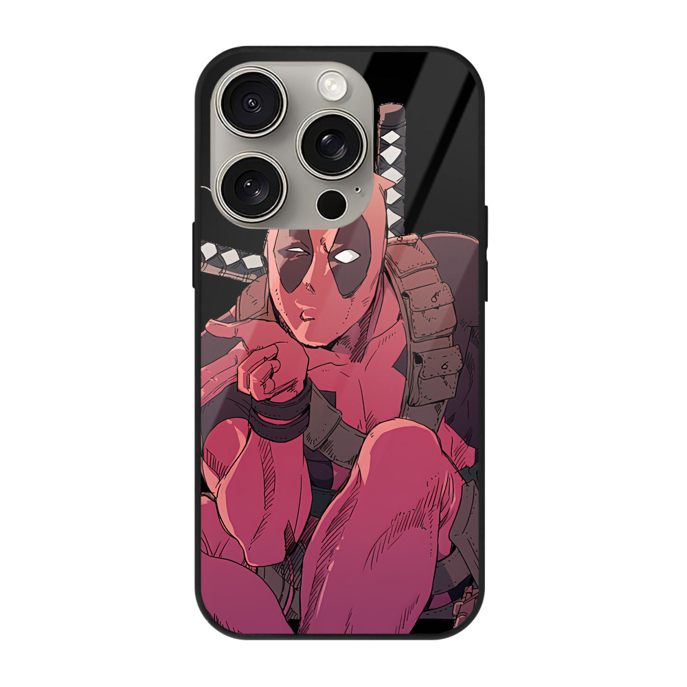 （画像用） Deadpool デッドプール 【iPhone15Pro対応】スマホケース 耐衝撃＆黄変防止 背面ガラス