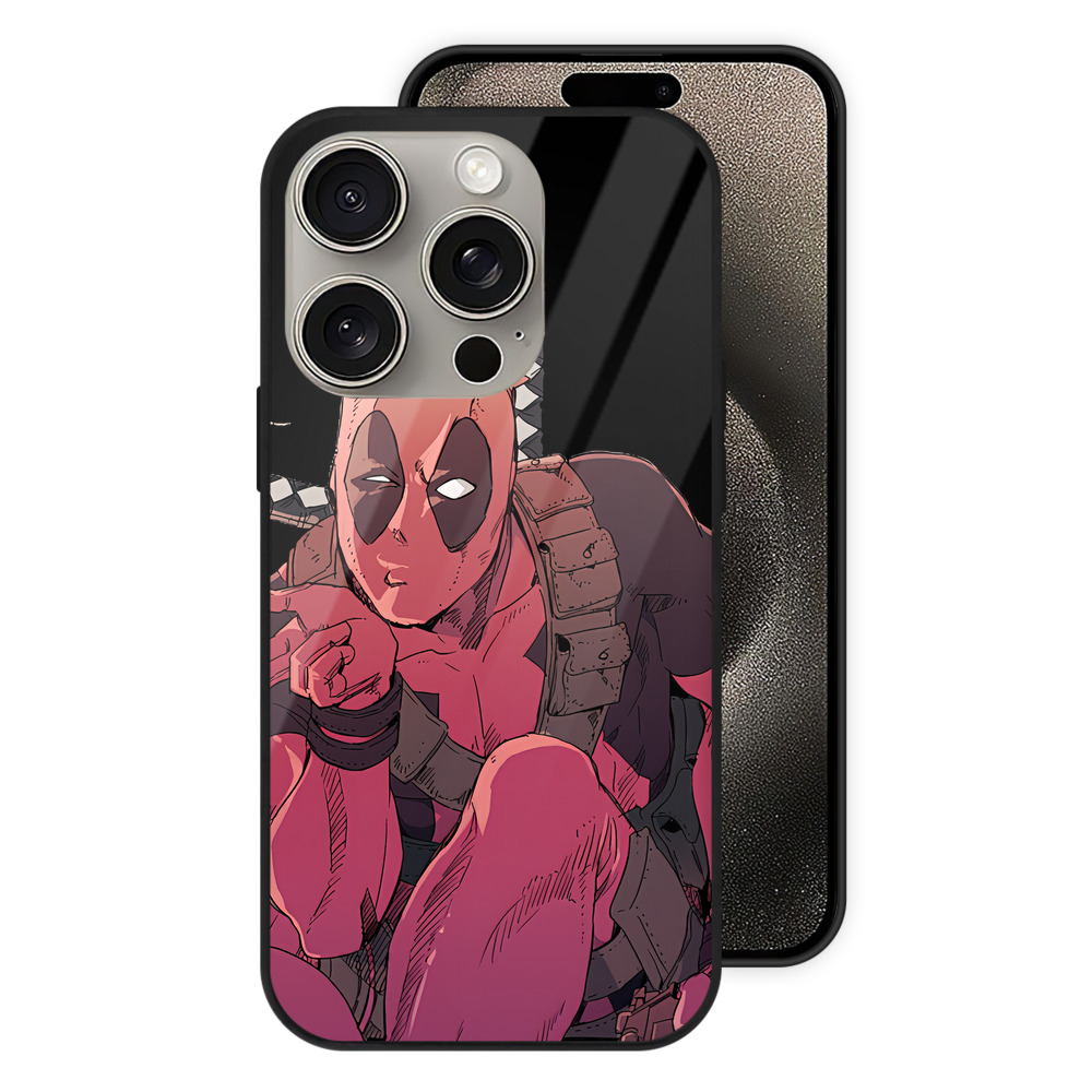 （画像用） Deadpool デッドプール 【iPhone15Pro対応】スマホケース 耐衝撃＆黄変防止 背面ガラス