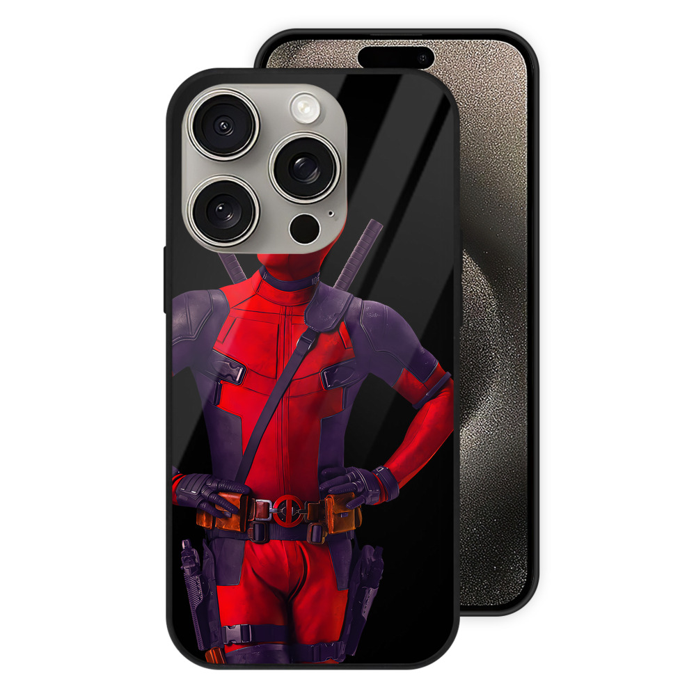 （画像用） Deadpool デッドプール 【iPhone15Pro対応】スマホケース 耐衝撃＆黄変防止 背面ガラス