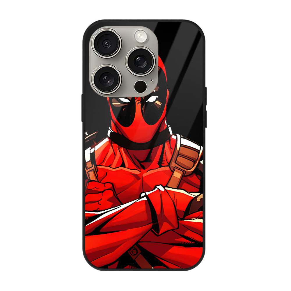 （画像用） Deadpool デッドプール 【iPhone15Pro対応】スマホケース 耐衝撃＆黄変防止 背面ガラス