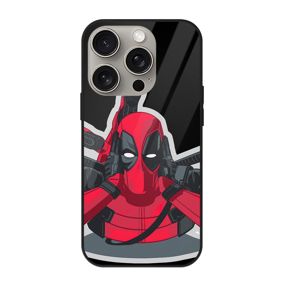 （画像用） Deadpool デッドプール 【iPhone15Pro対応】スマホケース 耐衝撃＆黄変防止 背面ガラス
