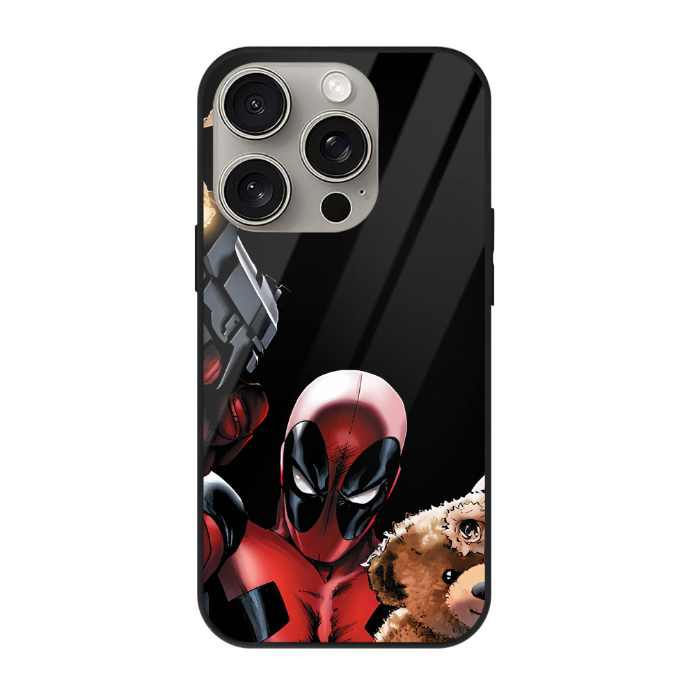 （画像用） Deadpool デッドプール 【iPhone15Pro対応】スマホケース 耐衝撃＆黄変防止 背面ガラス