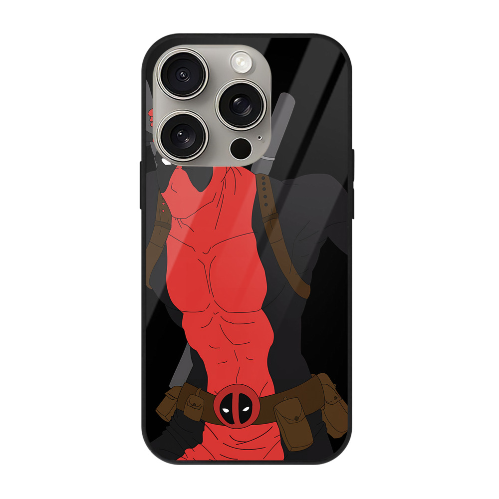（画像用） Deadpool デッドプール 【iPhone15Pro対応】スマホケース 耐衝撃＆黄変防止 背面ガラス