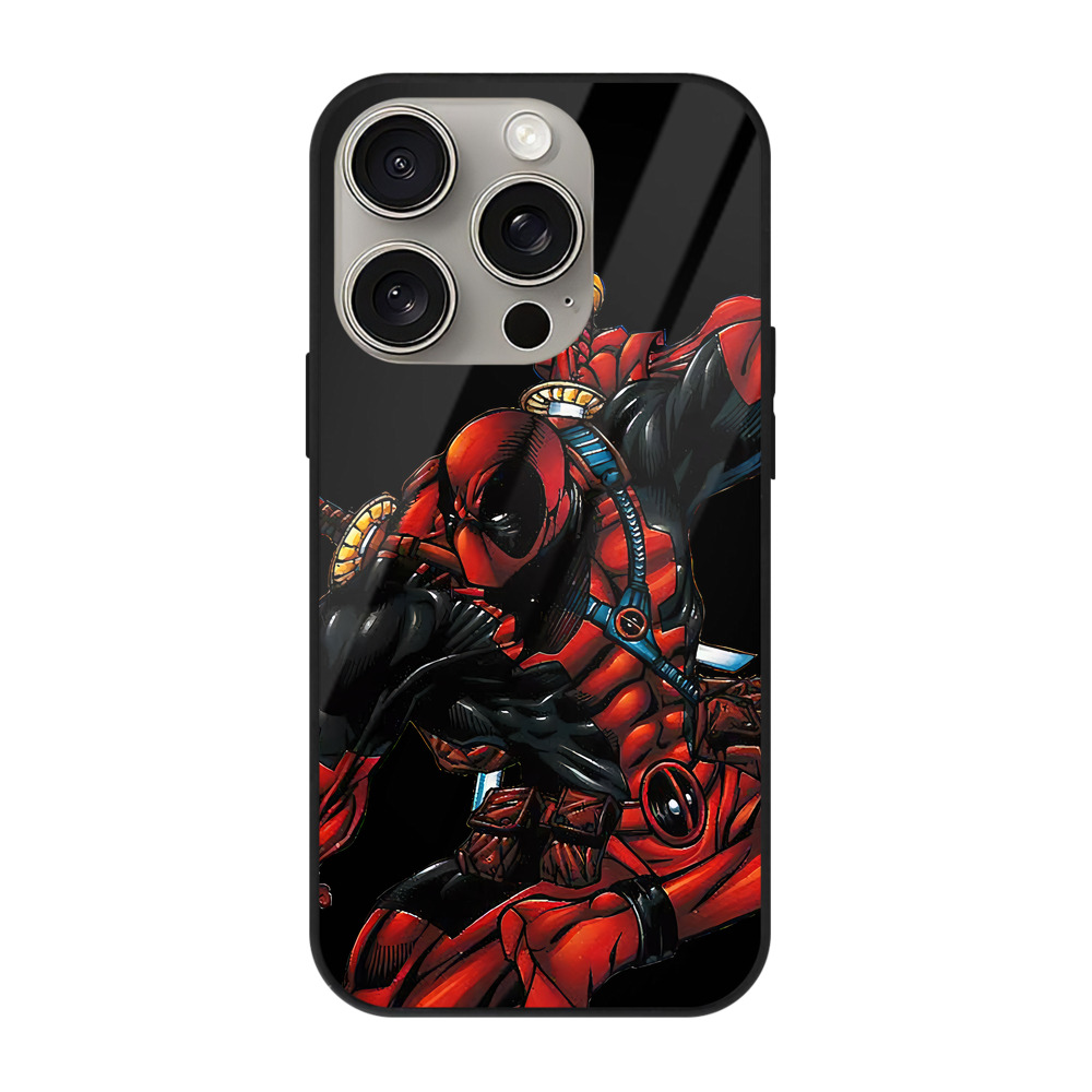 （画像用） Deadpool デッドプール 【iPhone15Pro対応】スマホケース 耐衝撃＆黄変防止 背面ガラス