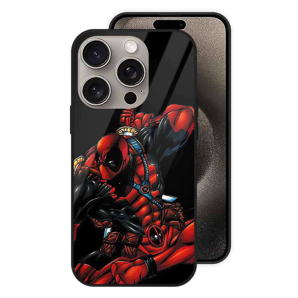 （画像用） Deadpool デッドプール 【iPhone15Pro対応】スマホケース 耐衝撃＆黄変防止 背面ガラス