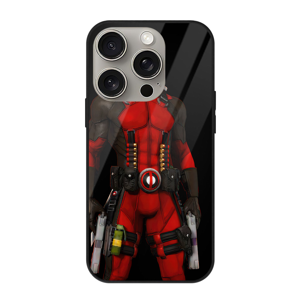 （画像用） Deadpool デッドプール 【iPhone15Pro対応】スマホケース 耐衝撃＆黄変防止 背面ガラス