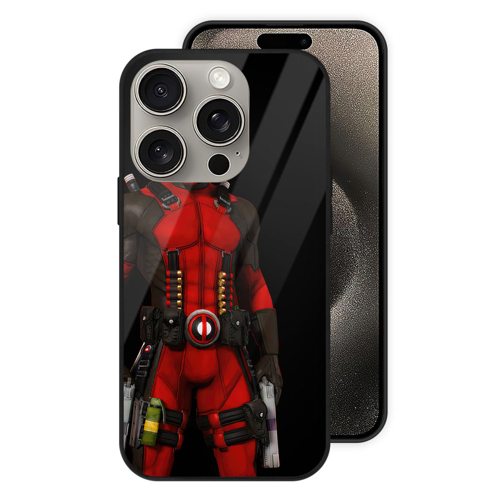 （画像用） Deadpool デッドプール 【iPhone15Pro対応】スマホケース 耐衝撃＆黄変防止 背面ガラス