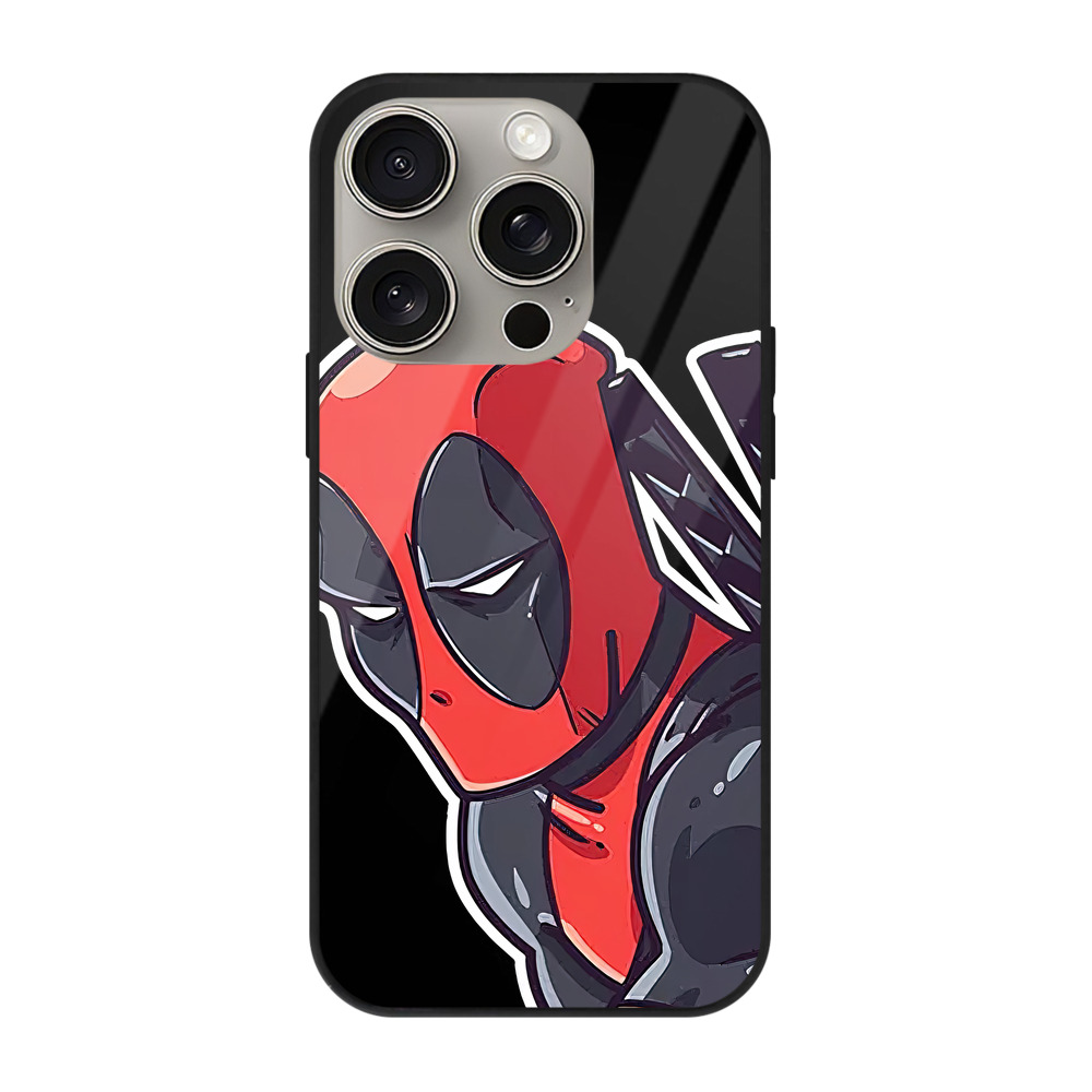 （画像用） Deadpool デッドプール 【iPhone15Pro対応】スマホケース 耐衝撃＆黄変防止 背面ガラス
