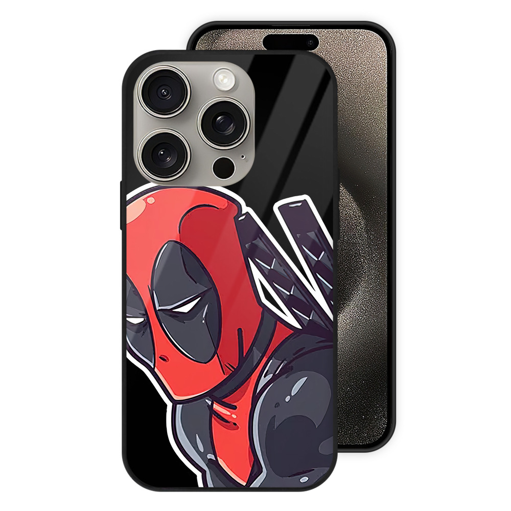 （画像用） Deadpool デッドプール 【iPhone15Pro対応】スマホケース 耐衝撃＆黄変防止 背面ガラス
