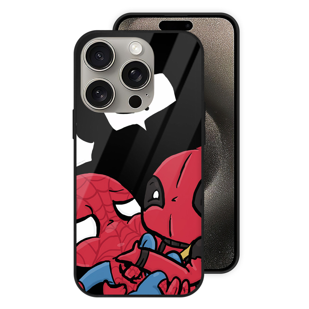 （画像用） Deadpool デッドプール 【iPhone15Pro対応】スマホケース 耐衝撃＆黄変防止 背面ガラス