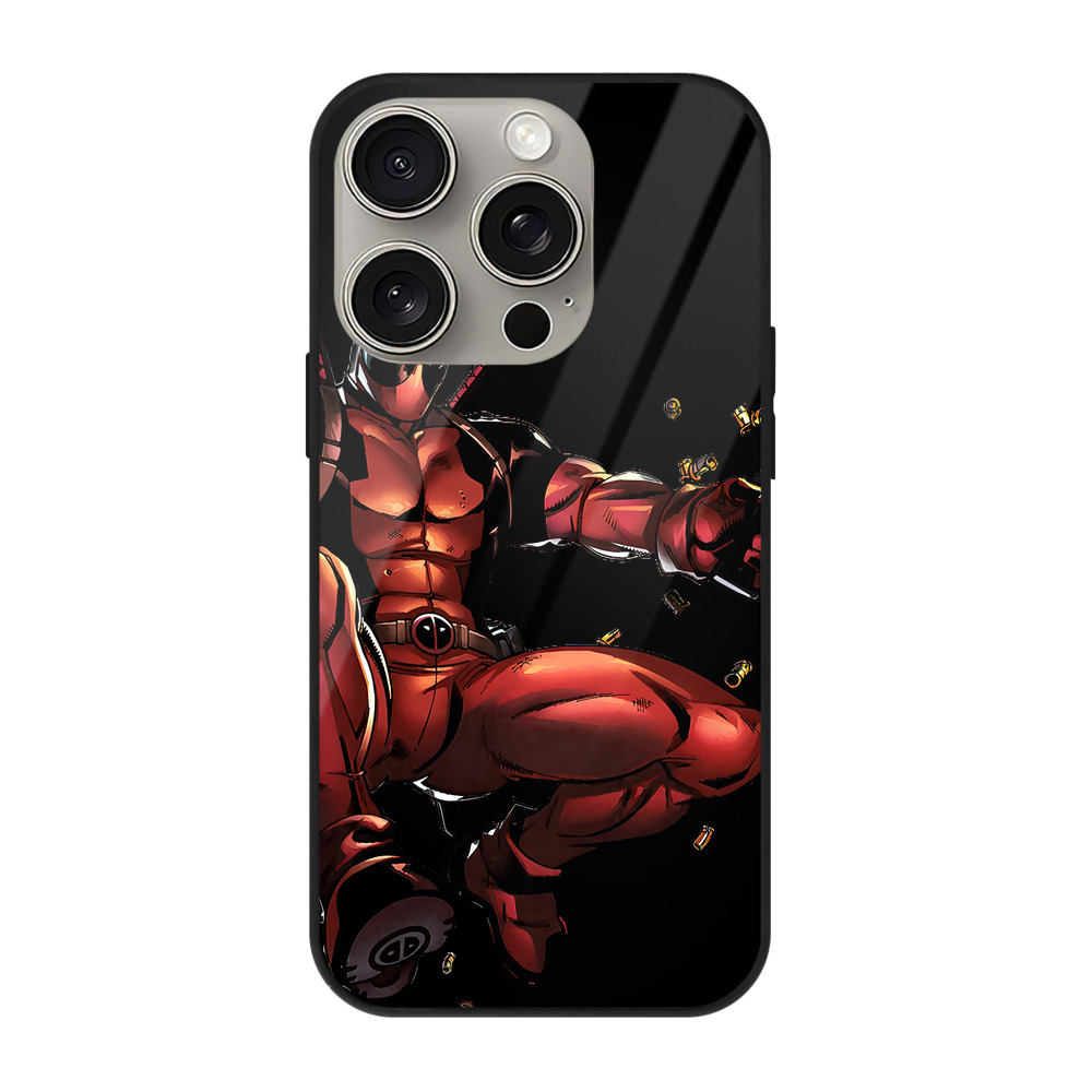 （画像用） Deadpool デッドプール 【iPhone15Pro対応】スマホケース 耐衝撃＆黄変防止 背面ガラス