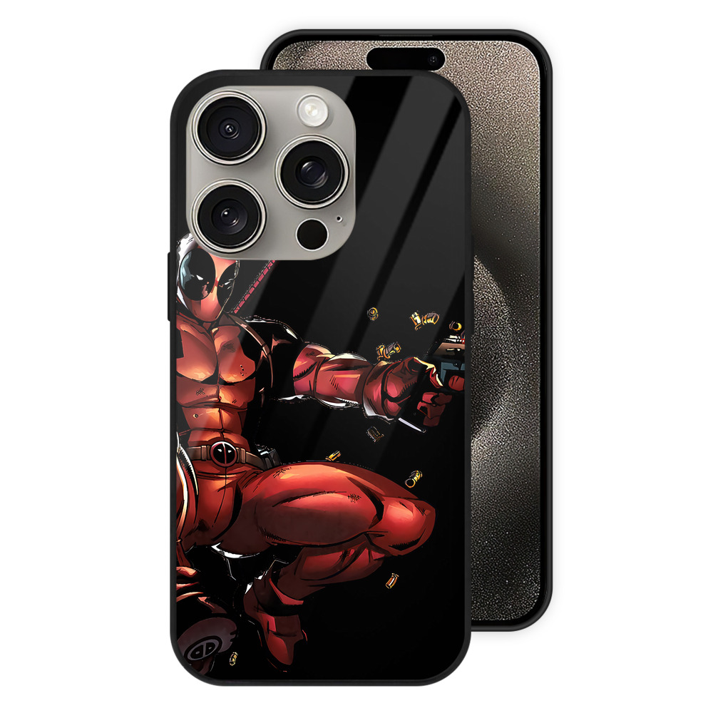 （画像用） Deadpool デッドプール 【iPhone15Pro対応】スマホケース 耐衝撃＆黄変防止 背面ガラス