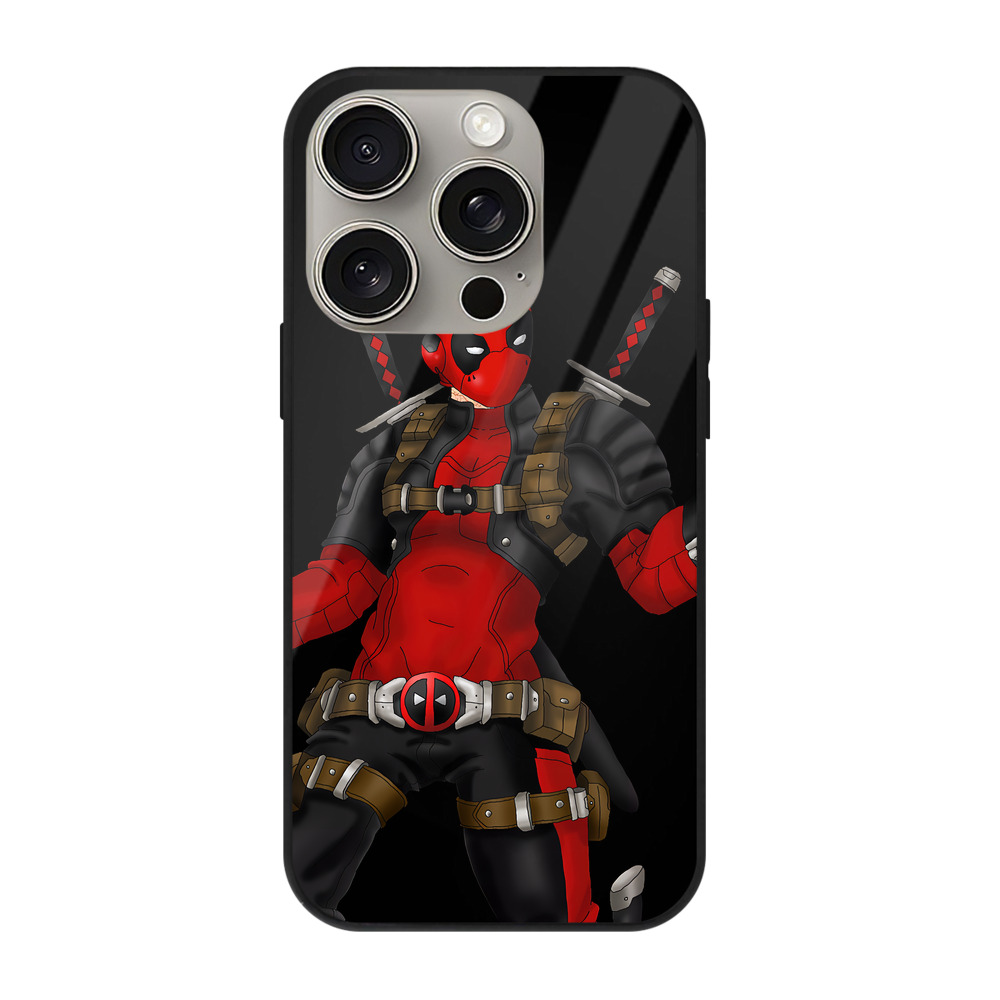 （画像用） Deadpool デッドプール 【iPhone15Pro対応】スマホケース 耐衝撃＆黄変防止 背面ガラス