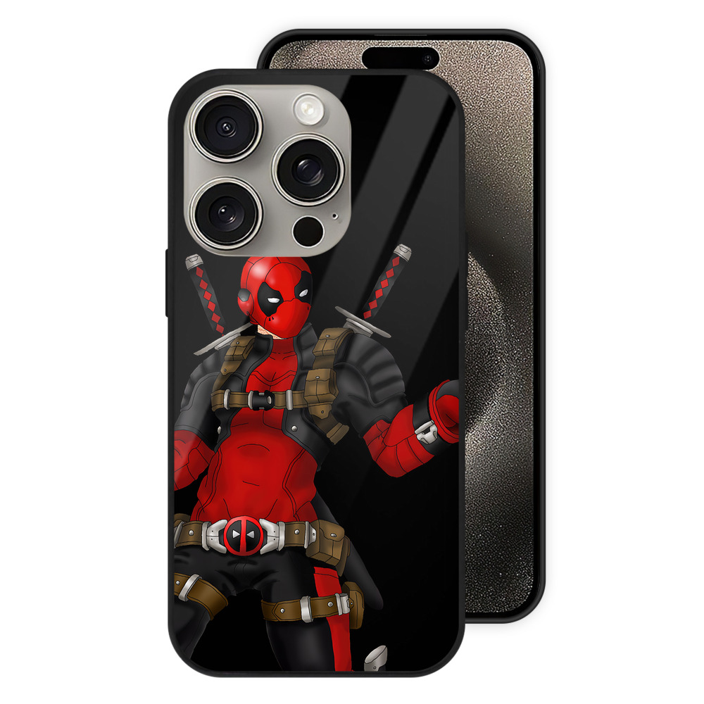 （画像用） Deadpool デッドプール 【iPhone15Pro対応】スマホケース 耐衝撃＆黄変防止 背面ガラス