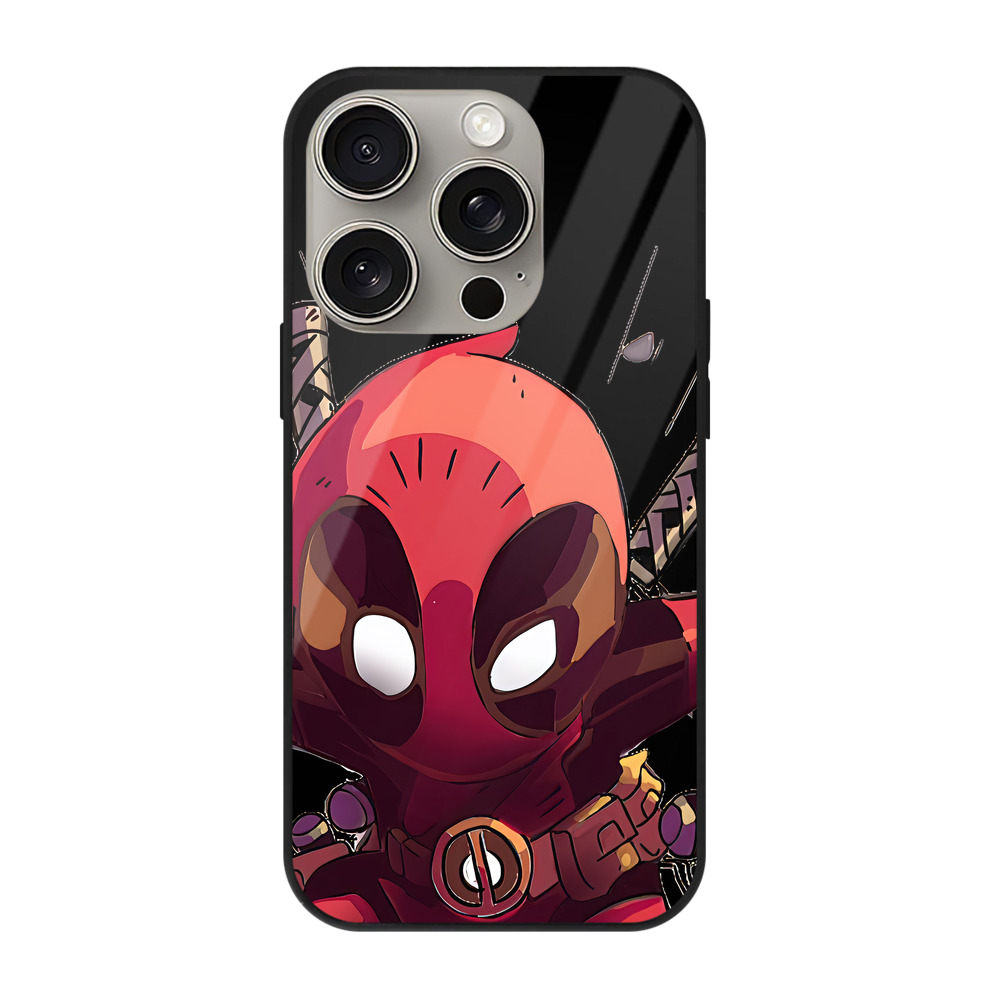 （画像用） Deadpool デッドプール 【iPhone15Pro対応】スマホケース 耐衝撃＆黄変防止 背面ガラス