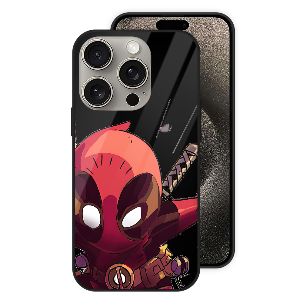 （画像用） Deadpool デッドプール 【iPhone15Pro対応】スマホケース 耐衝撃＆黄変防止 背面ガラス