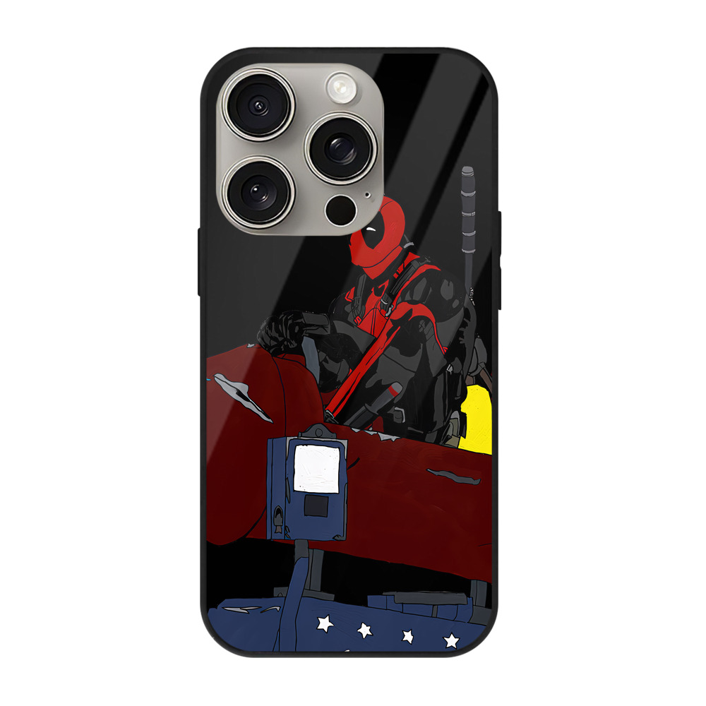 （画像用） Deadpool デッドプール 【iPhone15Pro対応】スマホケース 耐衝撃＆黄変防止 背面ガラス