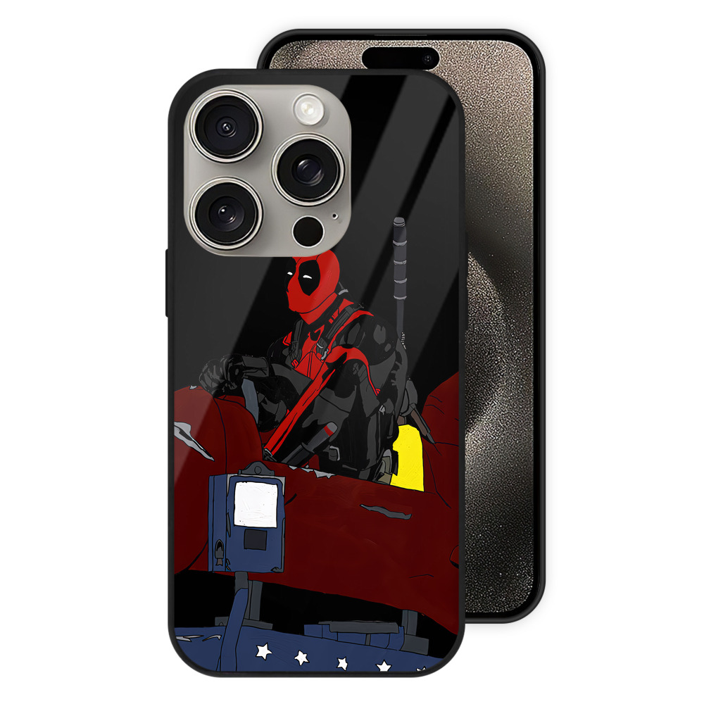 （画像用） Deadpool デッドプール 【iPhone15Pro対応】スマホケース 耐衝撃＆黄変防止 背面ガラス
