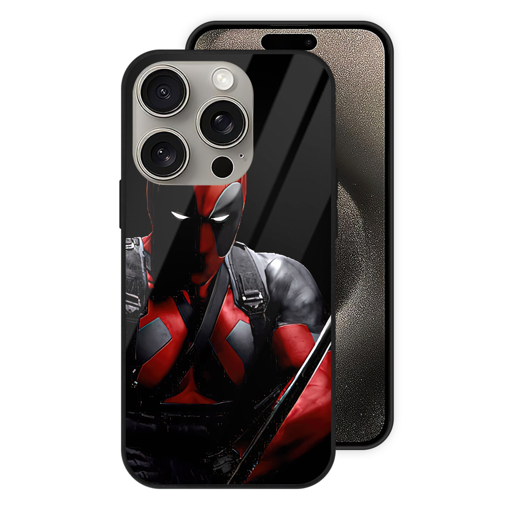 （画像用） Deadpool デッドプール 【iPhone15Pro対応】スマホケース 耐衝撃＆黄変防止 背面ガラス