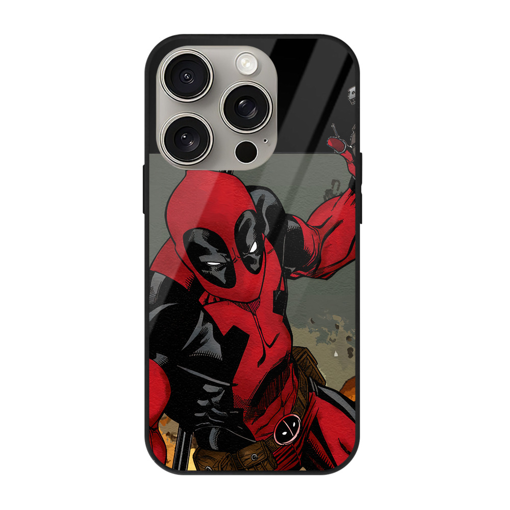 （画像用） Deadpool デッドプール 【iPhone15Pro対応】スマホケース 耐衝撃＆黄変防止 背面ガラス