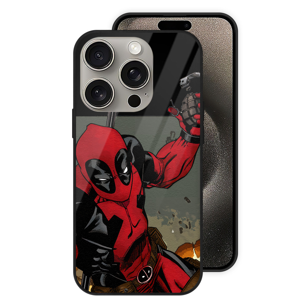 （画像用） Deadpool デッドプール 【iPhone15Pro対応】スマホケース 耐衝撃＆黄変防止 背面ガラス