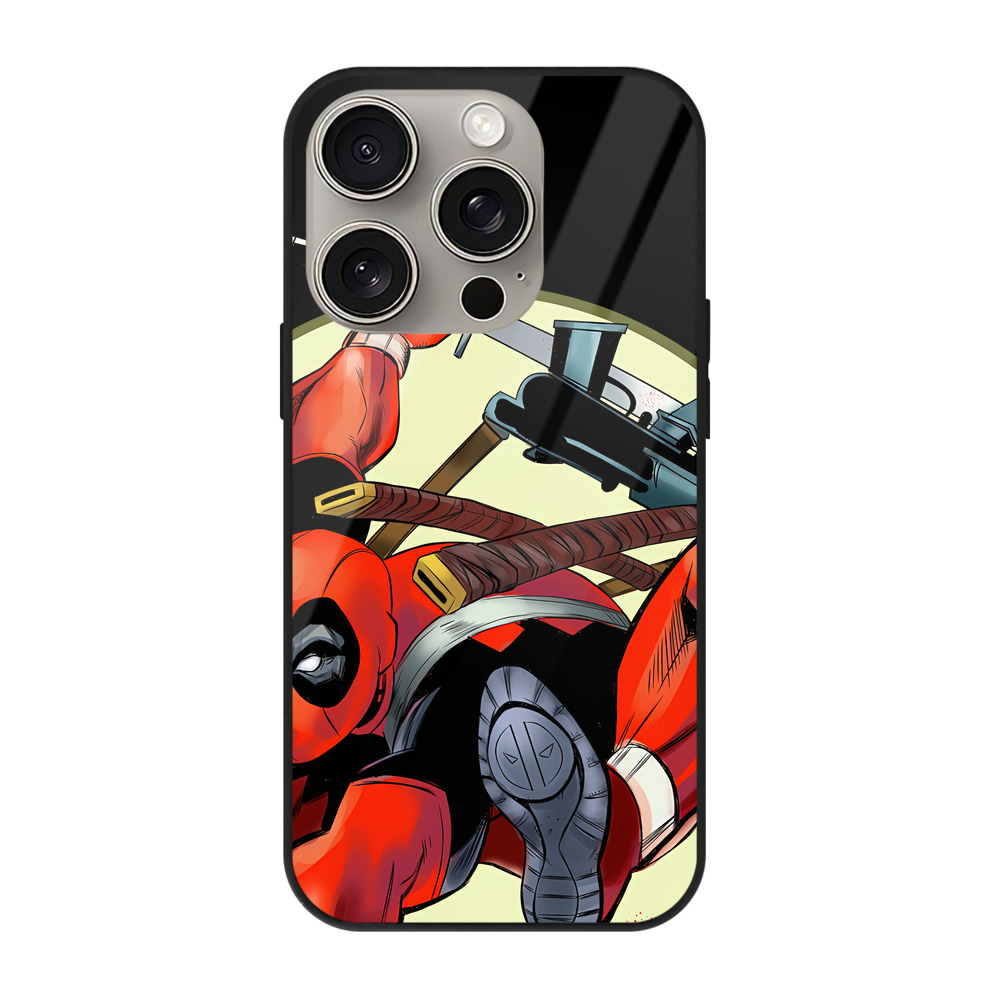 （画像用） Deadpool デッドプール 【iPhone15Pro対応】スマホケース 耐衝撃＆黄変防止 背面ガラス
