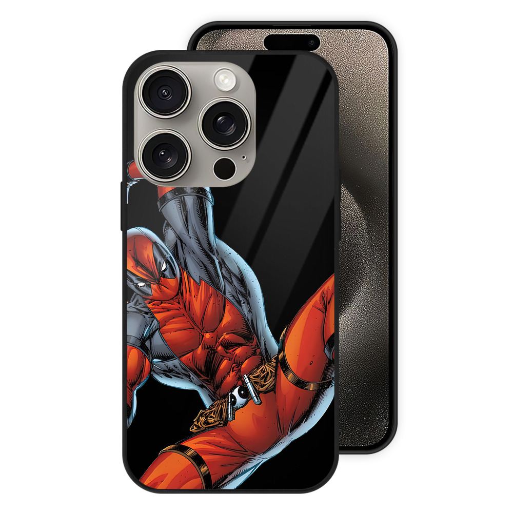 （画像用） Deadpool デッドプール 【iPhone15Pro対応】スマホケース 耐衝撃＆黄変防止 背面ガラス