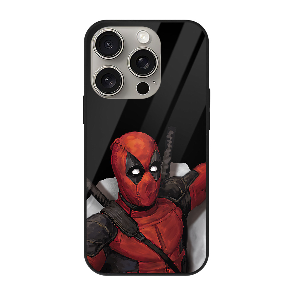 （画像用） Deadpool デッドプール 【iPhone15Pro対応】スマホケース 耐衝撃＆黄変防止 背面ガラス