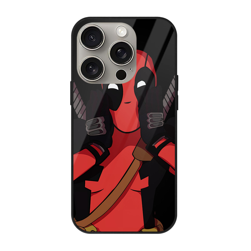 （画像用） Deadpool デッドプール 【iPhone15Pro対応】スマホケース 耐衝撃＆黄変防止 背面ガラス