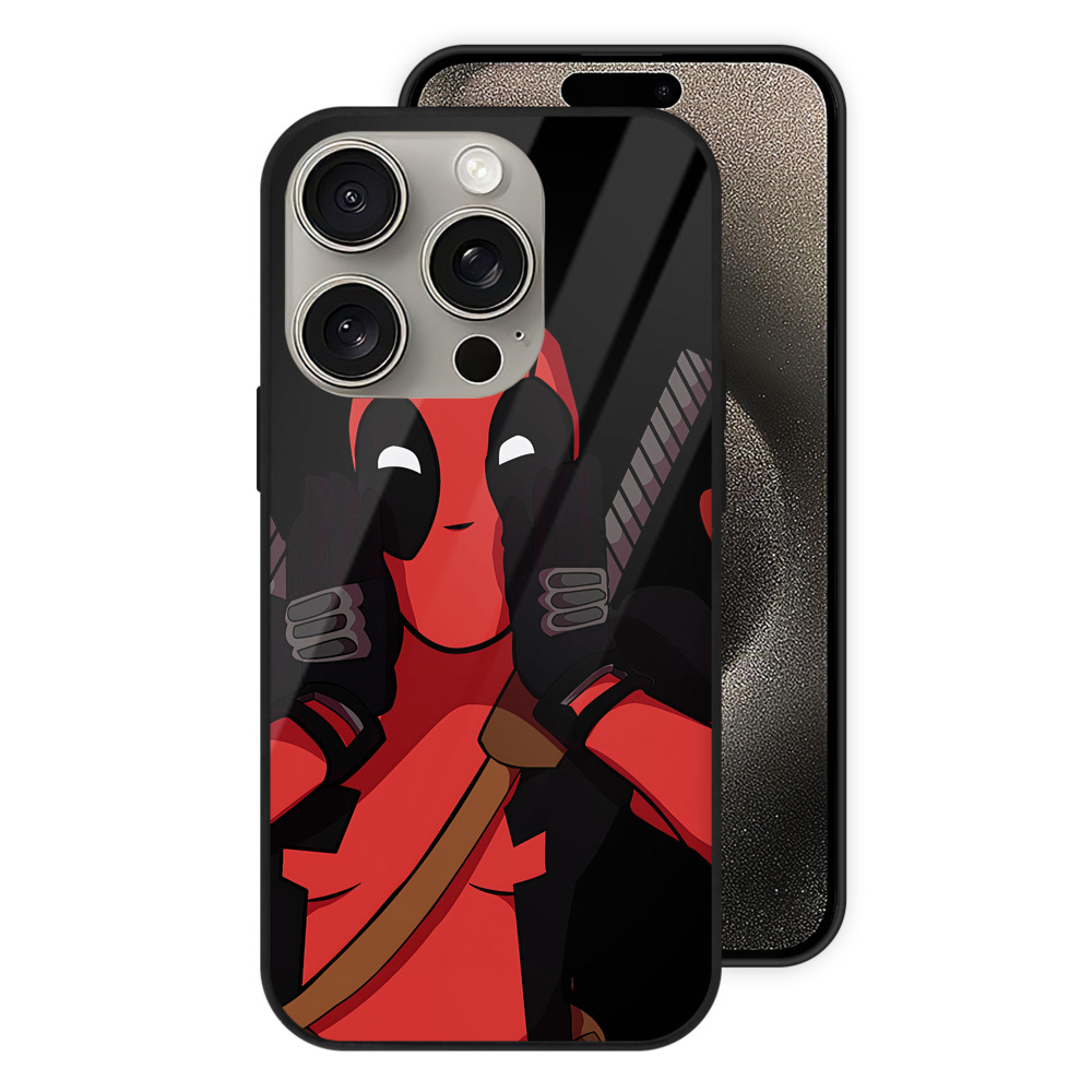 （画像用） Deadpool デッドプール 【iPhone15Pro対応】スマホケース 耐衝撃＆黄変防止 背面ガラス