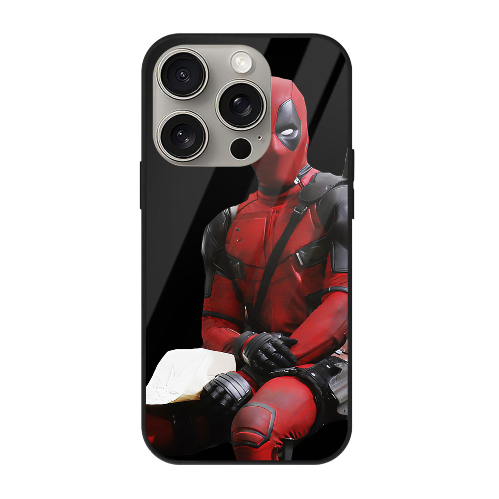 （画像用） Deadpool デッドプール 【iPhone15Pro対応】スマホケース 耐衝撃＆黄変防止 背面ガラス
