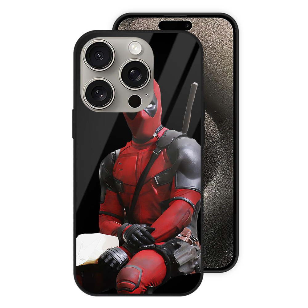 （画像用） Deadpool デッドプール 【iPhone15Pro対応】スマホケース 耐衝撃＆黄変防止 背面ガラス