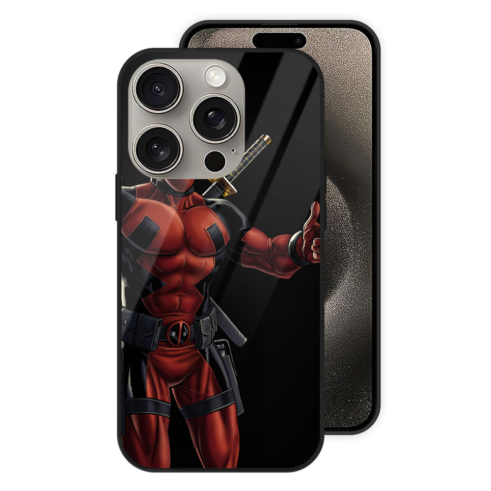 （画像用） Deadpool デッドプール 【iPhone15Pro対応】スマホケース 耐衝撃＆黄変防止 背面ガラス