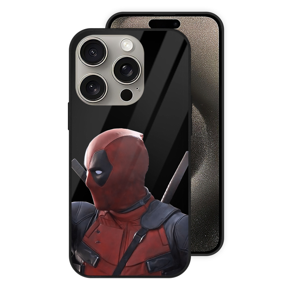 （画像用） Deadpool デッドプール 【iPhone15Pro対応】スマホケース 耐衝撃＆黄変防止 背面ガラス