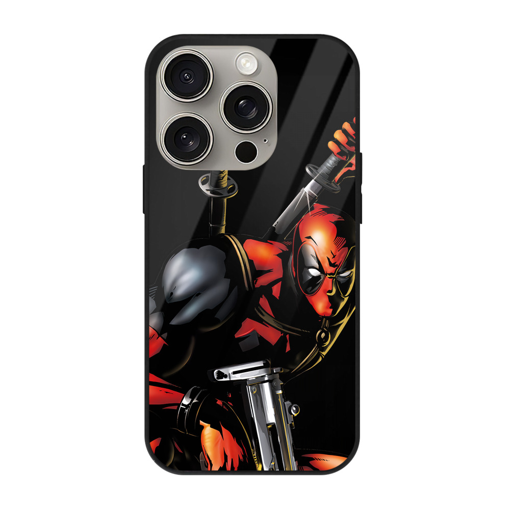 （画像用） Deadpool デッドプール 【iPhone15Pro対応】スマホケース 耐衝撃＆黄変防止 背面ガラス