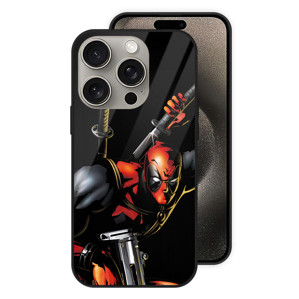 （画像用） Deadpool デッドプール 【iPhone15Pro対応】スマホケース 耐衝撃＆黄変防止 背面ガラス