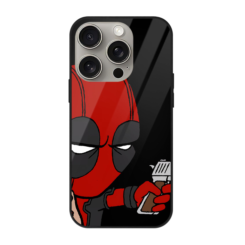 （画像用） Deadpool デッドプール 【iPhone15Pro対応】スマホケース 耐衝撃＆黄変防止 背面ガラス