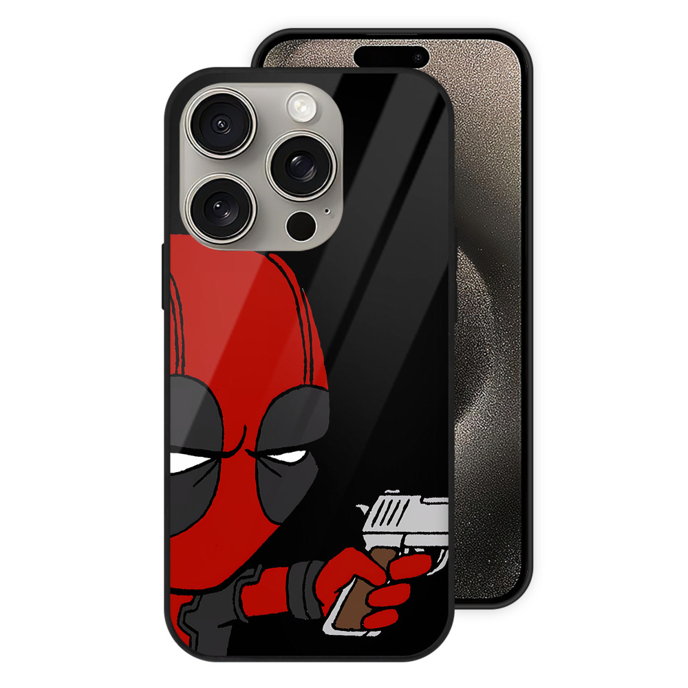 （画像用） Deadpool デッドプール 【iPhone15Pro対応】スマホケース 耐衝撃＆黄変防止 背面ガラス