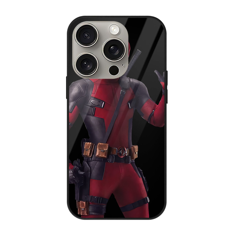 （画像用） Deadpool デッドプール 【iPhone15Pro対応】スマホケース 耐衝撃＆黄変防止 背面ガラス