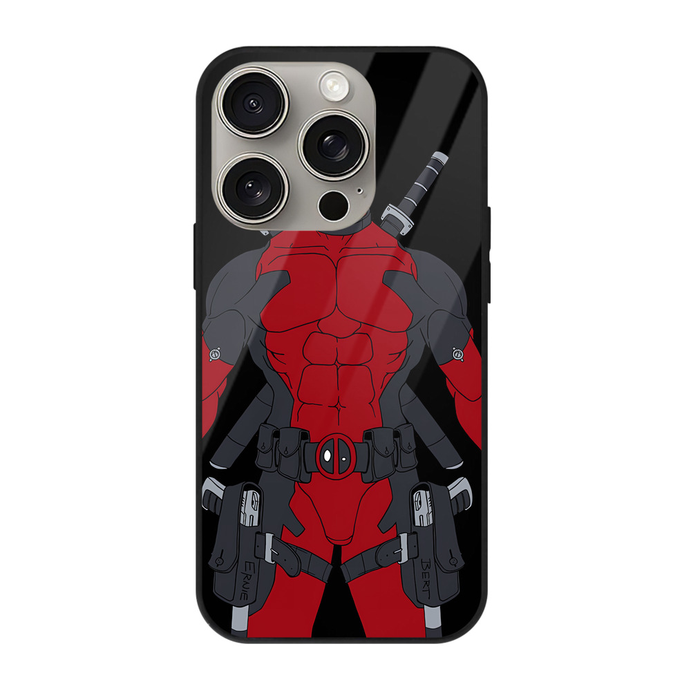 （画像用） Deadpool デッドプール 【iPhone15Pro対応】スマホケース 耐衝撃＆黄変防止 背面ガラス