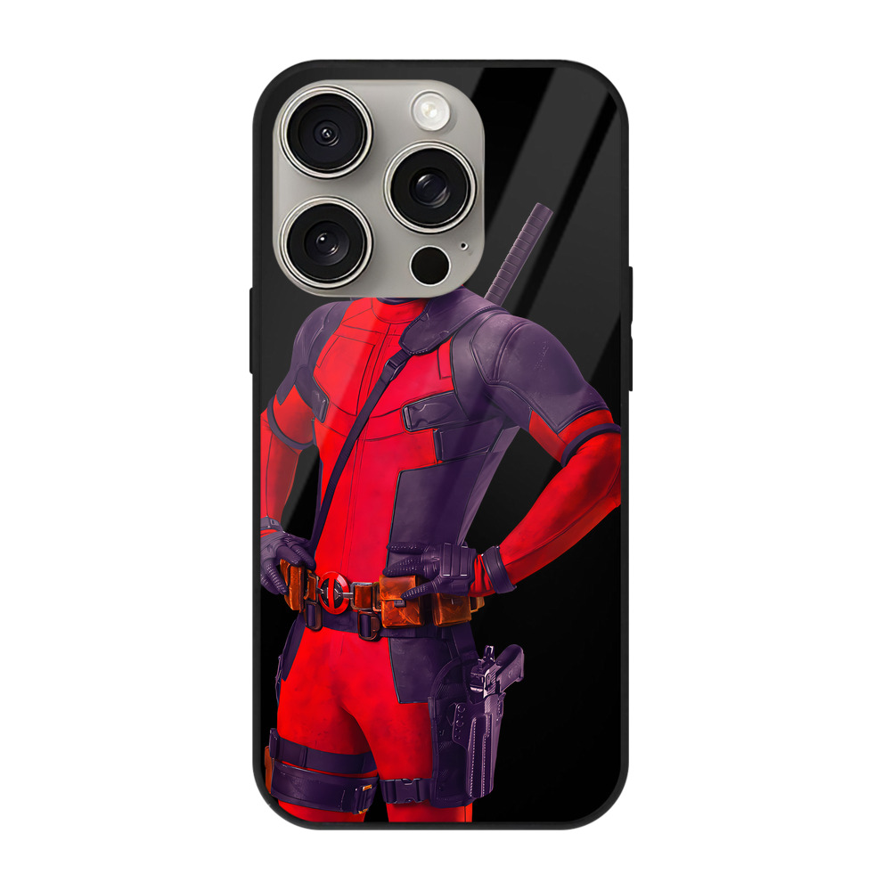 （画像用） Deadpool デッドプール 【iPhone15Pro対応】スマホケース 耐衝撃＆黄変防止 背面ガラス