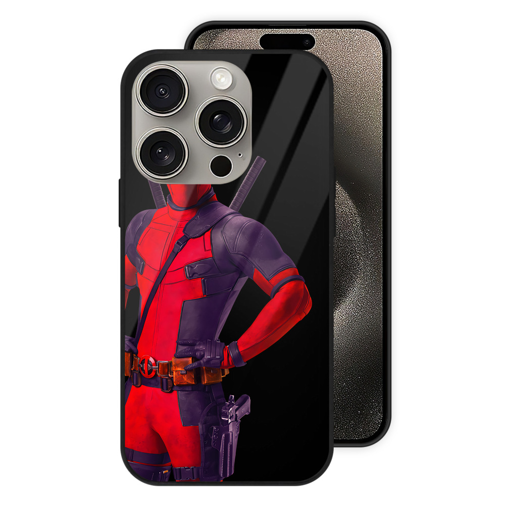 （画像用） Deadpool デッドプール 【iPhone15Pro対応】スマホケース 耐衝撃＆黄変防止 背面ガラス