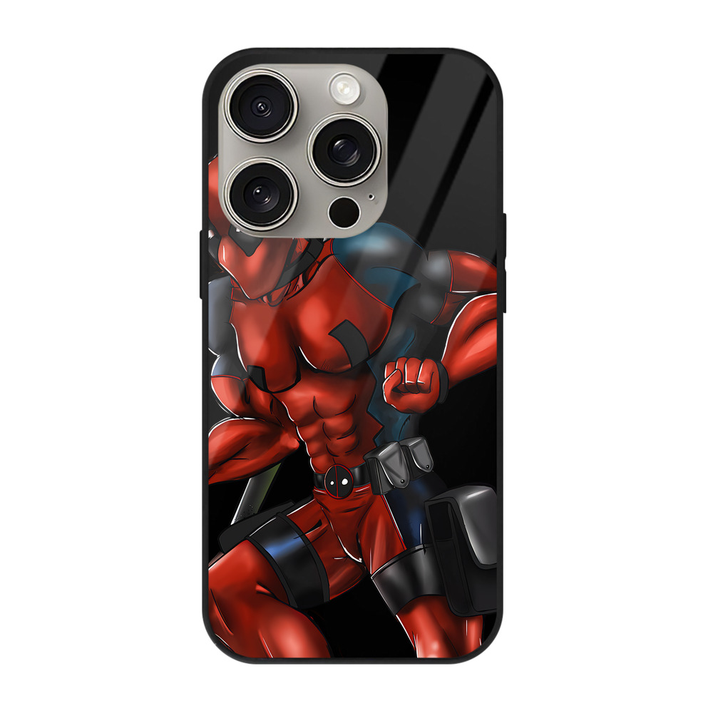（画像用） Deadpool デッドプール 【iPhone15Pro対応】スマホケース 耐衝撃＆黄変防止 背面ガラス