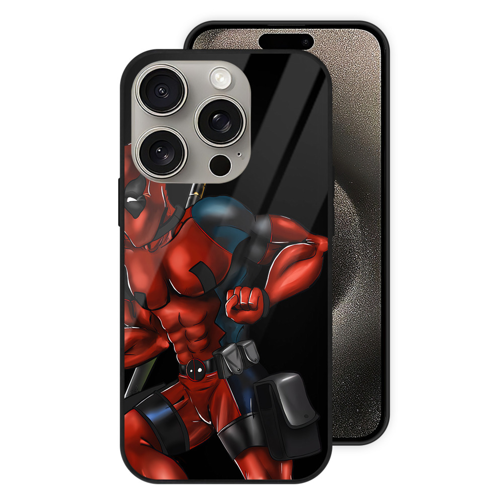 （画像用） Deadpool デッドプール 【iPhone15Pro対応】スマホケース 耐衝撃＆黄変防止 背面ガラス