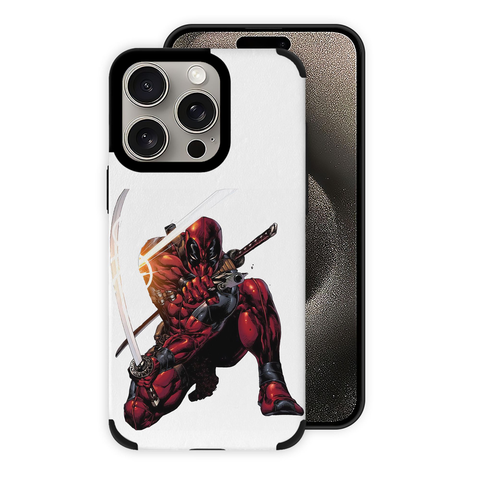 （画像用） Deadpool デッドプール 【iPhone15ProMax対応】 PUレザー スマホケース 耐衝撃＆黄変防止