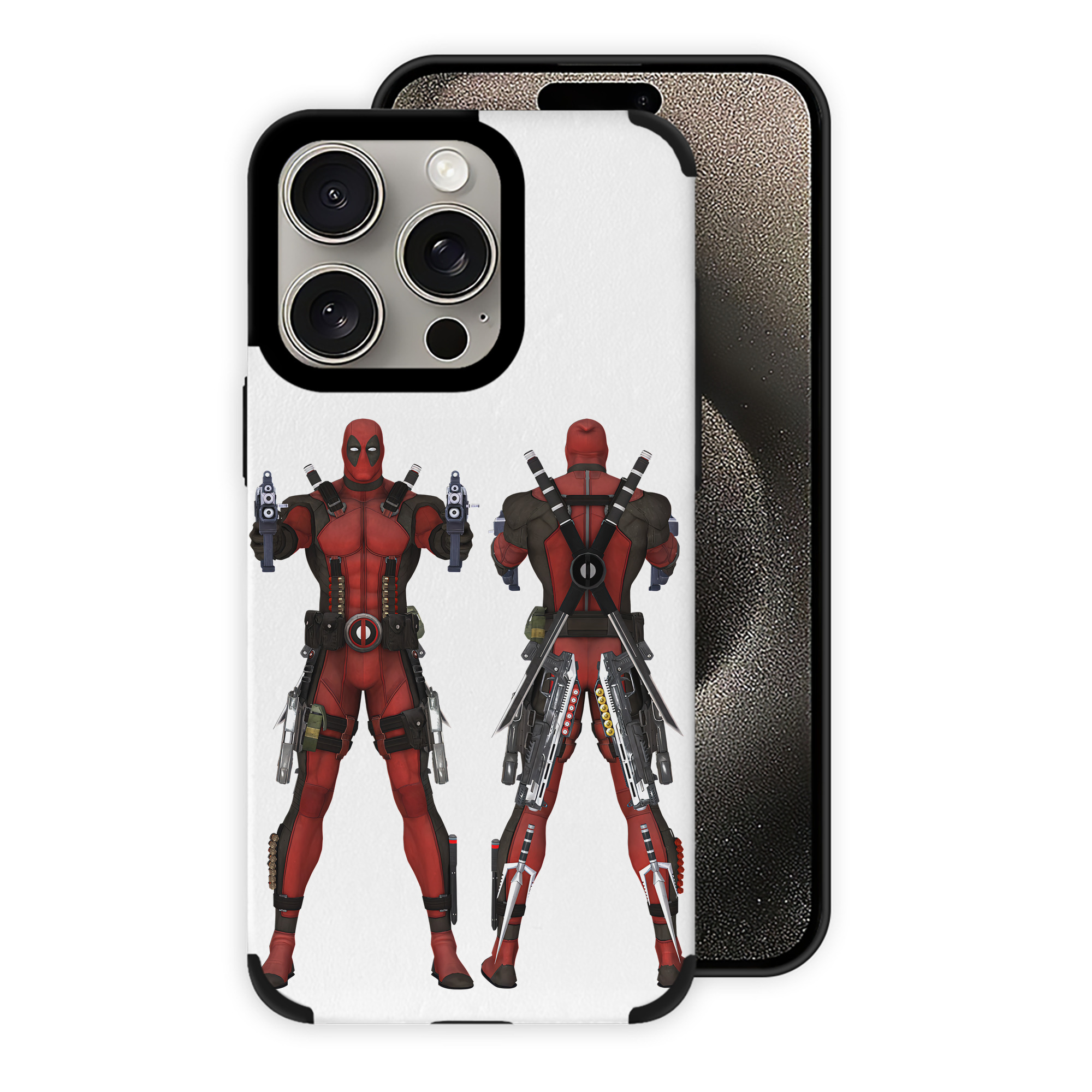（画像用） Deadpool デッドプール 【iPhone15ProMax対応】 PUレザー スマホケース 耐衝撃＆黄変防止