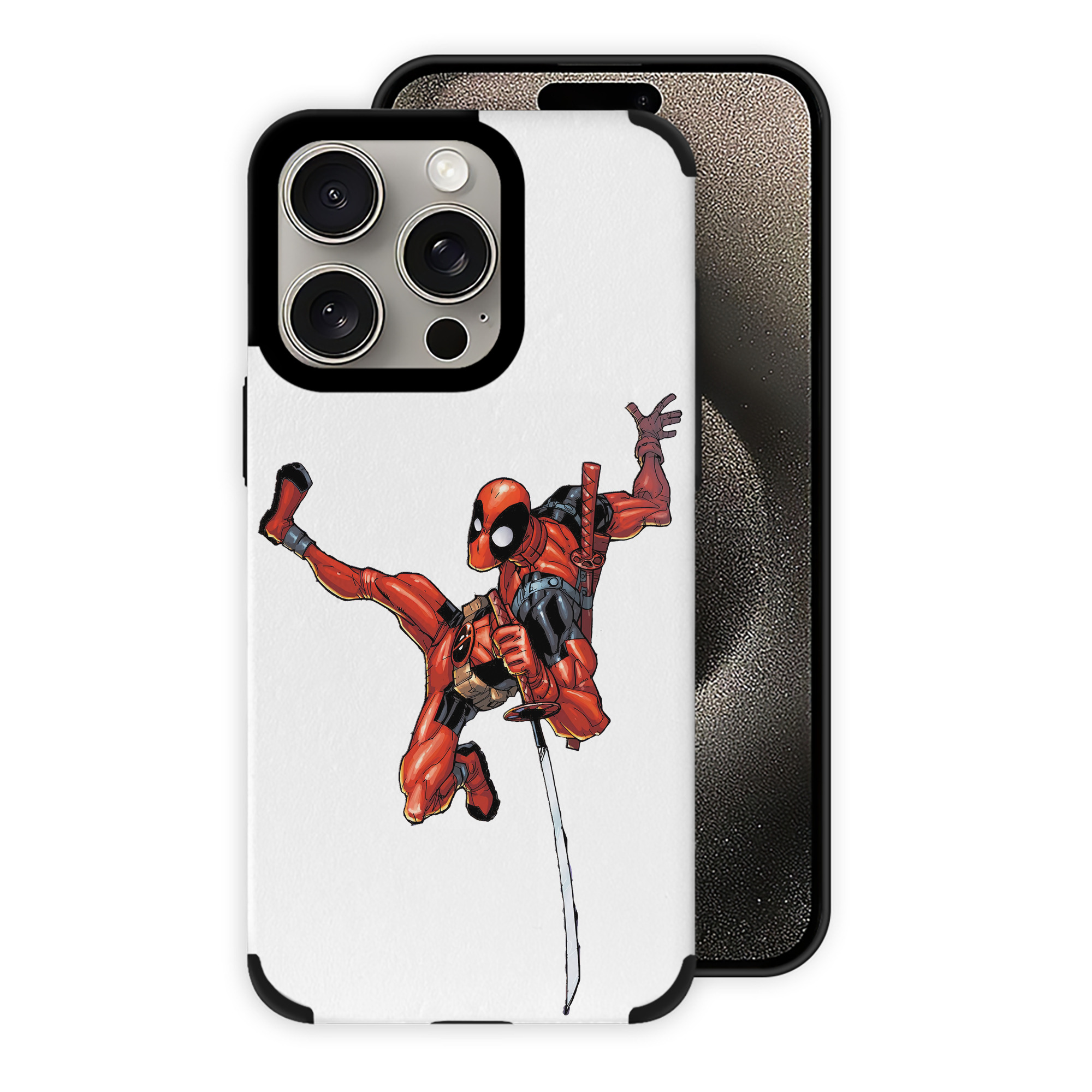 （画像用） Deadpool デッドプール 【iPhone15ProMax対応】 PUレザー スマホケース 耐衝撃＆黄変防止