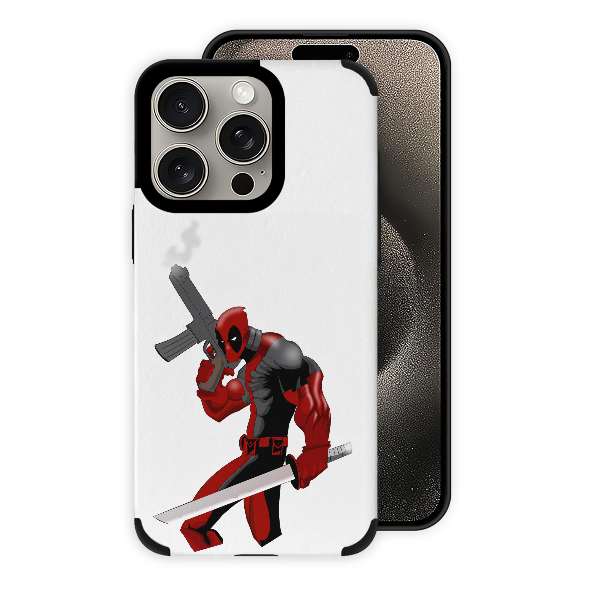 （画像用） Deadpool デッドプール 【iPhone15ProMax対応】 PUレザー スマホケース 耐衝撃＆黄変防止